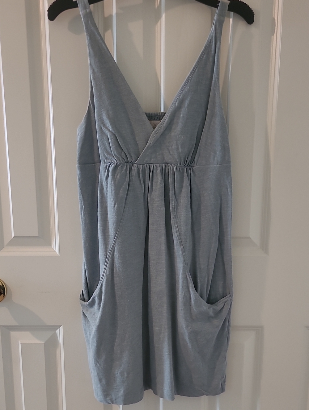 LOFT Light Blue Sleeveless V-Neck Pocket Mini Dress